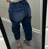 The Dark Denim Barrel Jeans