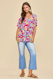Dear Scarlett Sadie Tunic Top (Fuchsia- floral)- Final/Blowout sale