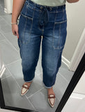 The Dark Denim Barrel Jeans