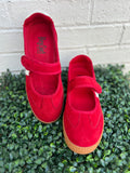 Red Faux Suede Calm Down Corkys- Final/Blowout sale