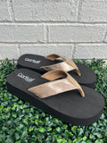 Gold Overboard Corkys Flip Flops- Final/Blowout sale