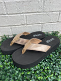 Gold Overboard Corkys Flip Flops- Final/Blowout sale