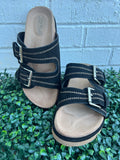 Black Faux Suede Smitten Corkys- Final sale