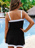 Hit The Pool Skirted Swimsuit- Black/White- Final/Blowout sale