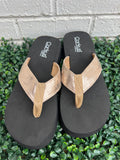 Gold Overboard Corkys Flip Flops- Final/Blowout sale