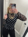 Keigan Mesh Top- After Dark Polka Dot- Final/Blowout sale