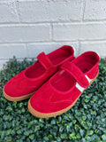 Red Faux Suede Calm Down Corkys- Final/Blowout sale