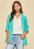 Dear Scarlett Open Front Boyfriend Blazer (Aqua)- Final/Blowout sale
