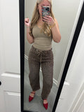The Wild Side Leopard Barrel Jeans- Final/Blowout sale