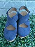 Navy Faux Suede Case Closed Corkys