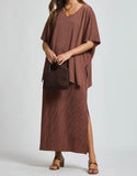 Dear Scarlett Poolside Travel Ribbed Set (Chocolate)- Final/Blowout sale