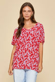 Dear Scarlett Sadie Tunic Top (Red- paisley)