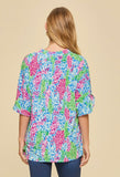 Dear Scarlett Lizzy Breeze Blouse (Royal Multi)- Final/Blowout sale