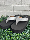 Silver Overboard Corkys Flip Flops- Final/Blowout sale