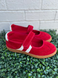 Red Faux Suede Calm Down Corkys- Final/Blowout sale