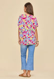 Dear Scarlett Sadie Tunic Top (Fuchsia- floral)- Final/Blowout sale