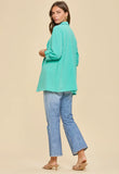 Dear Scarlett Open Front Boyfriend Blazer (Aqua)- Final/Blowout sale