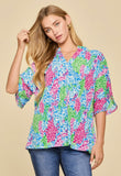 Dear Scarlett Lizzy Breeze Blouse (Royal Multi)- Final/Blowout sale