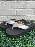 Silver Overboard Corkys Flip Flops- Final/Blowout sale
