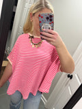 The Hot Pink Hype Stripe Top- Final/Blowout sale