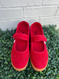 Red Faux Suede Calm Down Corkys- Final/Blowout sale