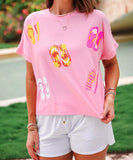 Flip Flop Fun Sequin Patch Top- Final/Blowout sale