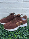 Chocolate Faux Suede No Prob Corkys