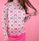 Keigan Mesh Top- Pretty Lattice Bow- Final/Blowout sale